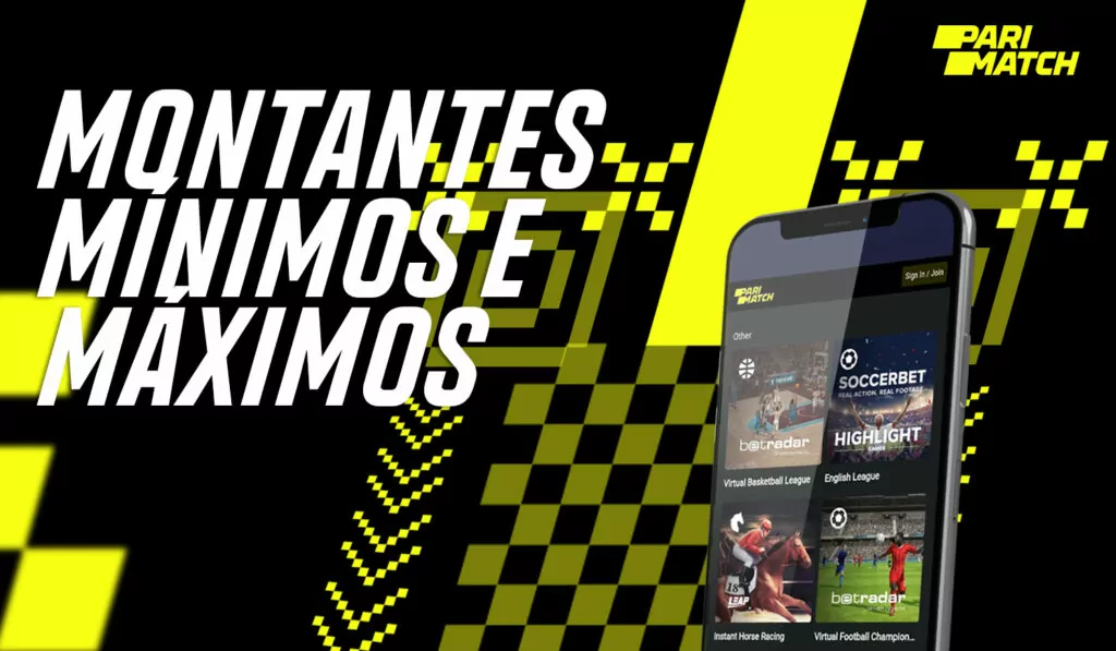Quais são as quantidades mínimas e máximas disponíveis para retiradas de Parimatch