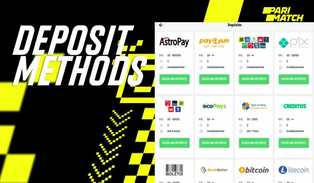 All withdrawal methods available at Parimatch Brazil.