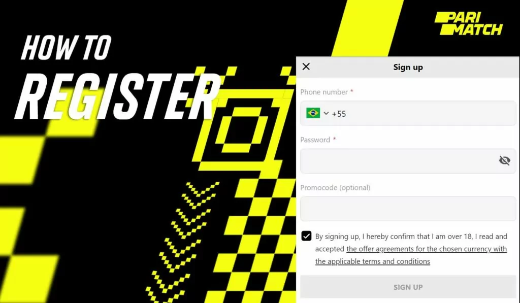 The fastest way to create a new account on Parimatch.